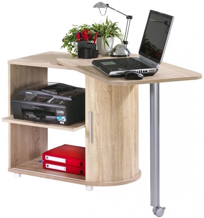 Bureau avec plateau pivotant et rangement bois clair imprimé drapeau Anglais Kool 105 cm - Photo n°2