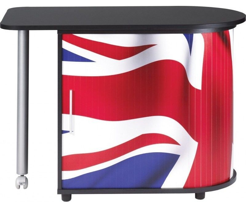 Bureau avec plateau pivotant et rangement noir imprimé drapeau Anglais Kool 105 cm - Photo n°2