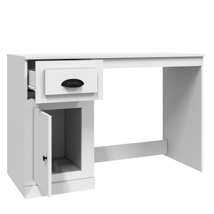 Bureau avec tiroir blanc 115x50x75 cm bois d'ingénierie - Photo n°8