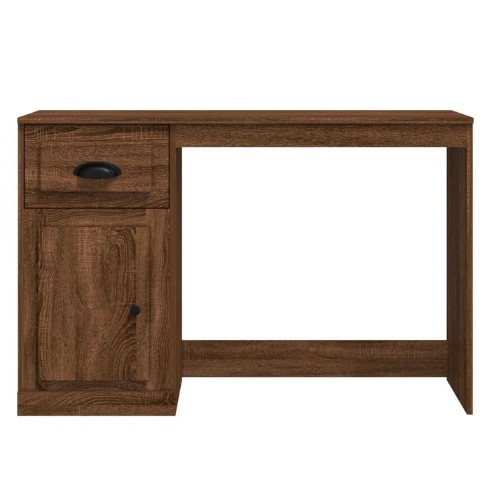 Bureau avec tiroir chêne marron 115x50x75 cm bois d'ingénierie - Photo n°6