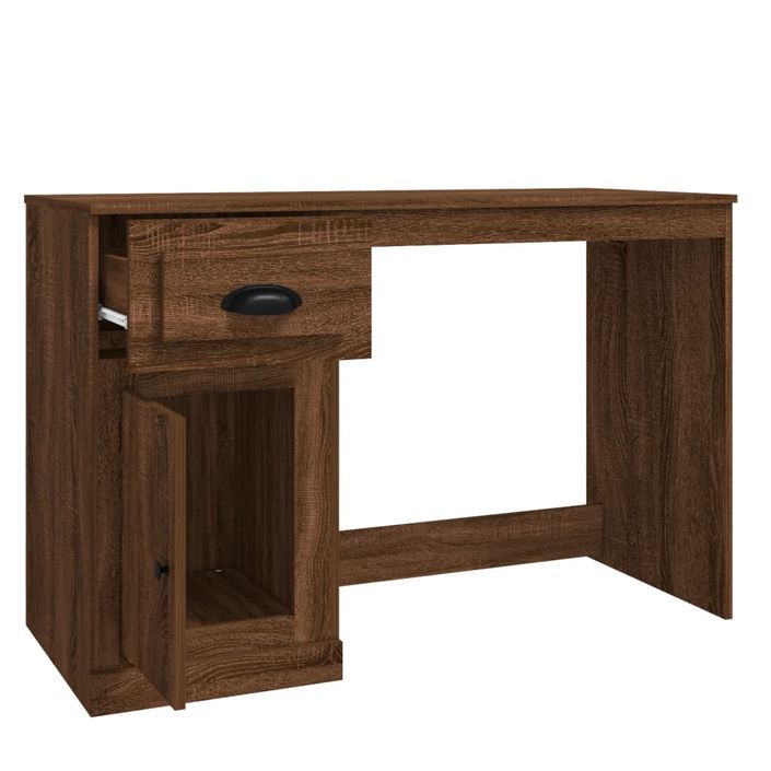 Bureau avec tiroir chêne marron 115x50x75 cm bois d'ingénierie - Photo n°8