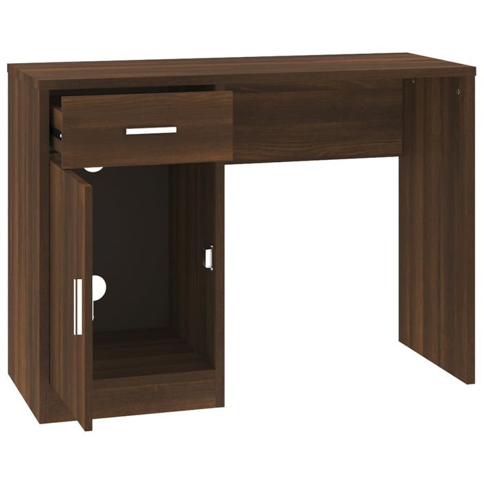 Bureau avec tiroir et armoire Chêne marron 100x40x73 cm - Photo n°6