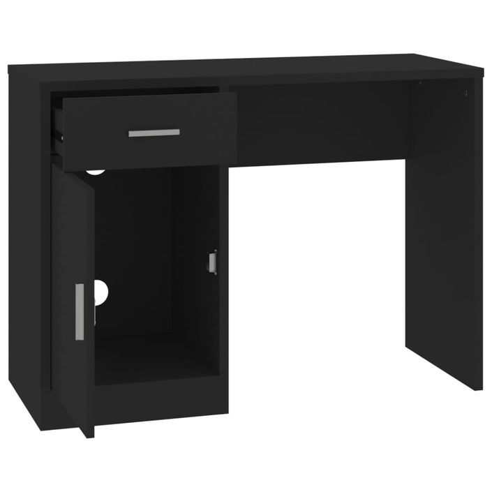 Bureau avec tiroir et armoire Noir 100x40x73 cm Bois ingénierie - Photo n°6