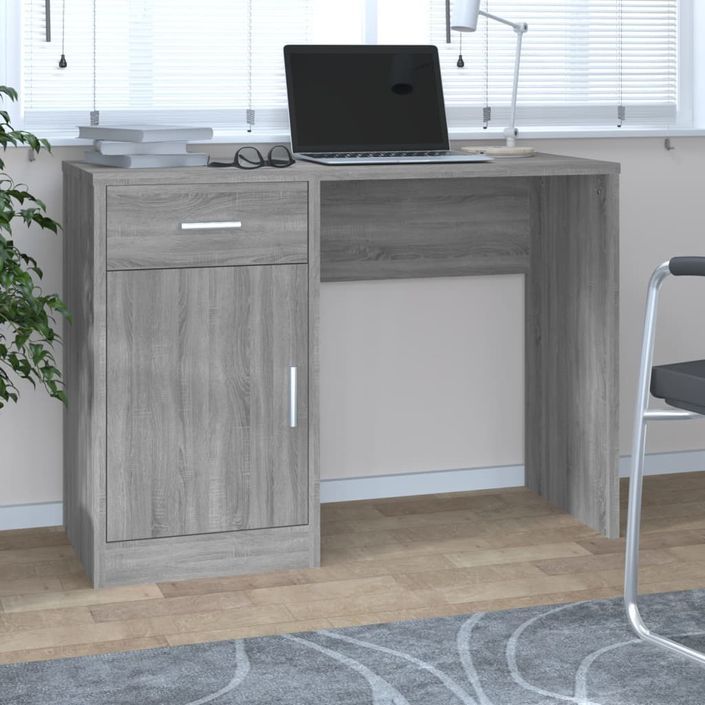 Bureau avec tiroir et armoire Sonoma gris 100x40x73 cm - Photo n°1