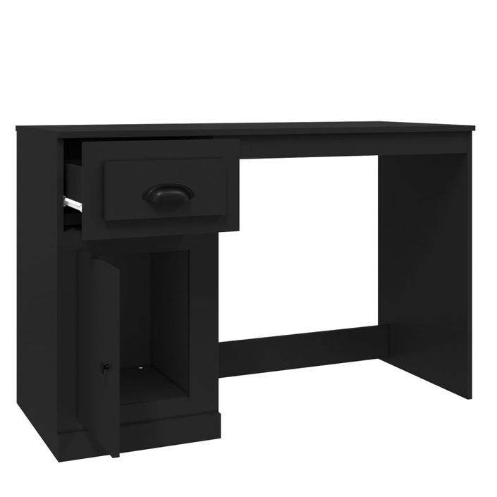 Bureau avec tiroir noir 115x50x75 cm bois d'ingénierie - Photo n°8