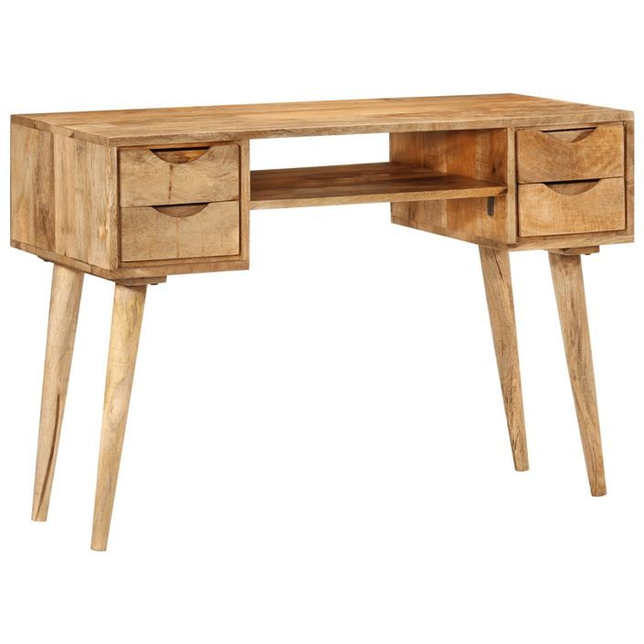 Bureau avec tiroirs 110x47x76 cm bois de manguier solide - Photo n°1