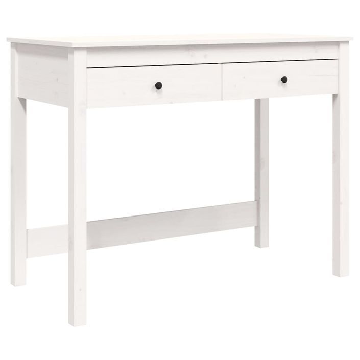 Bureau avec tiroirs Blanc 100x50x78 cm Bois massif de pin - Photo n°1