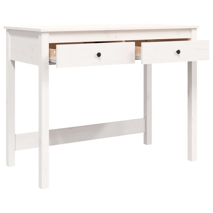 Bureau avec tiroirs Blanc 100x50x78 cm Bois massif de pin - Photo n°7