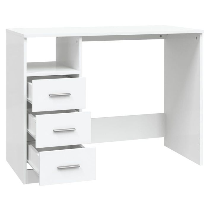 Bureau avec tiroirs Blanc 102x50x76 cm Bois d'ingénierie - Photo n°5