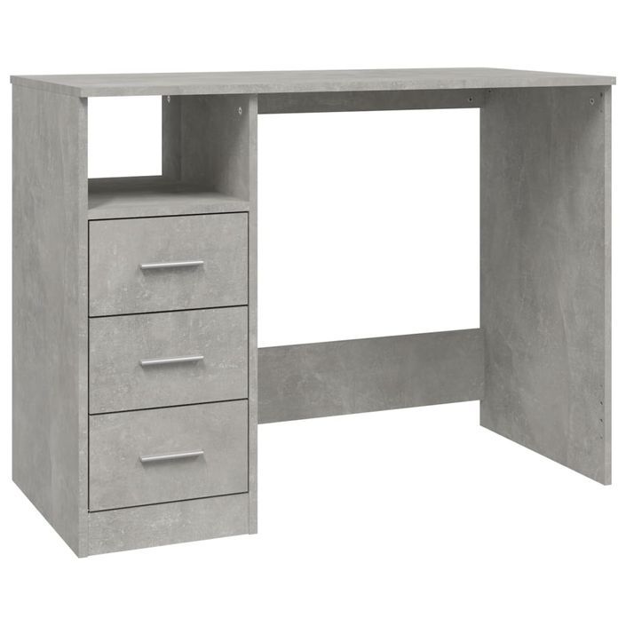 Bureau avec tiroirs Gris béton 102x50x76 cm Bois d'ingénierie - Photo n°1