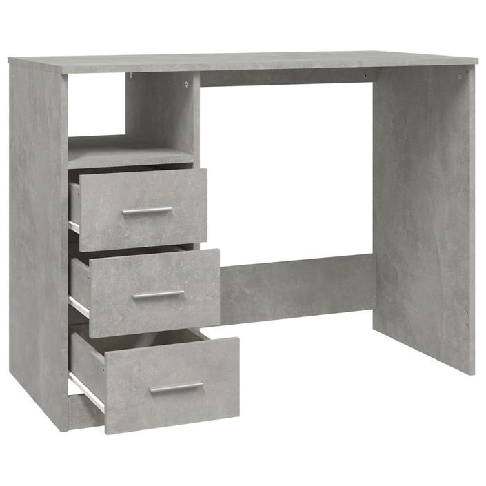 Bureau avec tiroirs Gris béton 102x50x76 cm Bois d'ingénierie - Photo n°7