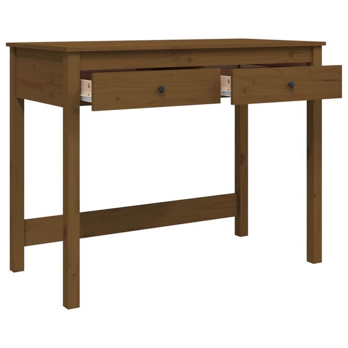 Bureau avec tiroirs Marron miel 100x50x78 cm Bois massif de pin - Photo n°7