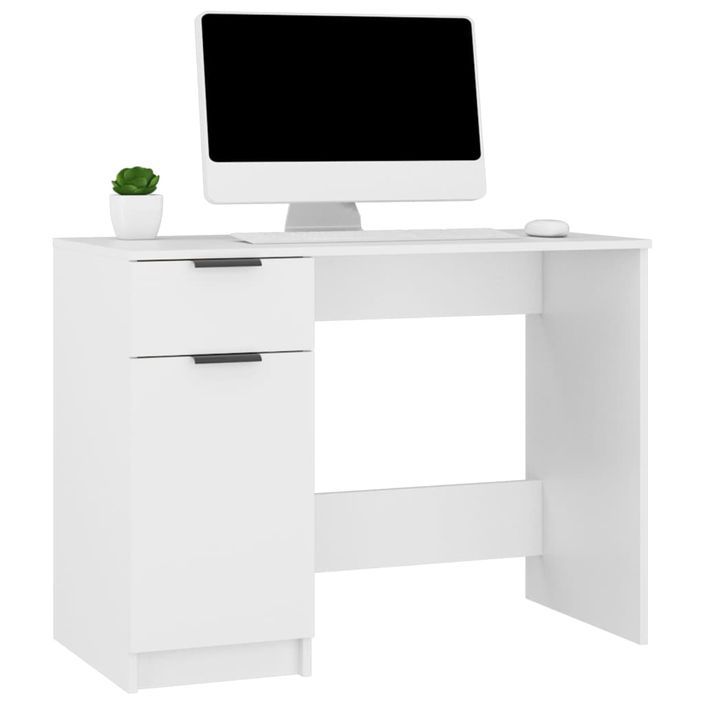 Bureau Blanc 100x50x75 cm Bois d'ingénierie - Photo n°4