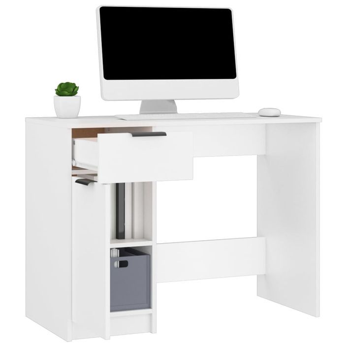 Bureau Blanc 100x50x75 cm Bois d'ingénierie - Photo n°5