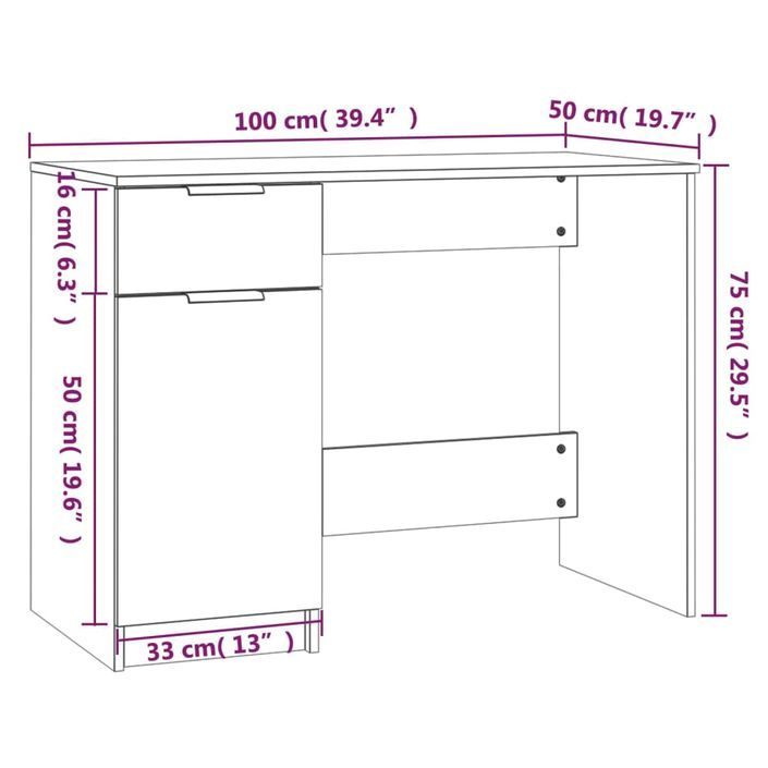 Bureau Blanc 100x50x75 cm Bois d'ingénierie - Photo n°9