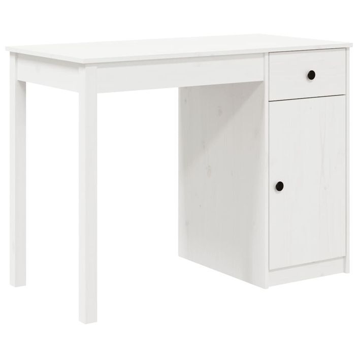 Bureau Blanc 100x50x75 cm Bois massif de pin - Photo n°2