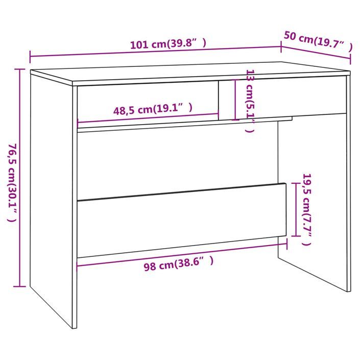 Bureau Blanc 101x50x76,5 cm - Photo n°8