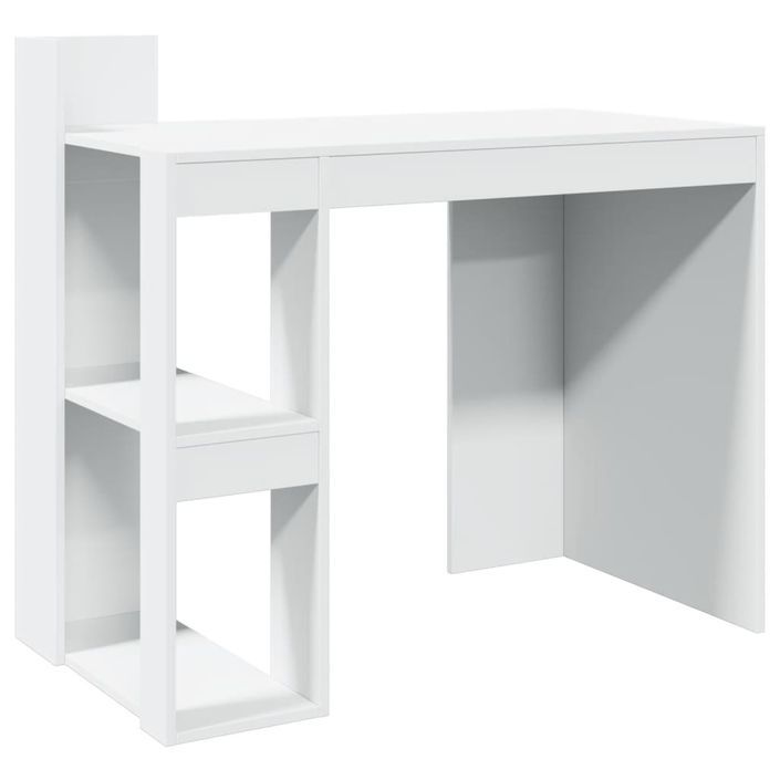 Bureau blanc 103,5x56,5x94 cm bois d'ingénierie - Photo n°2