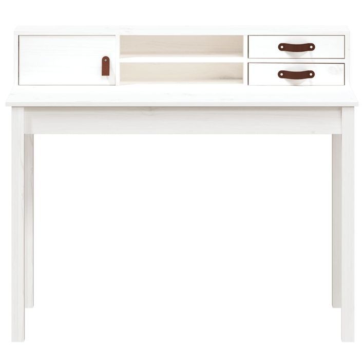 Bureau Blanc 110x50x93 cm Bois massif de pin - Photo n°5