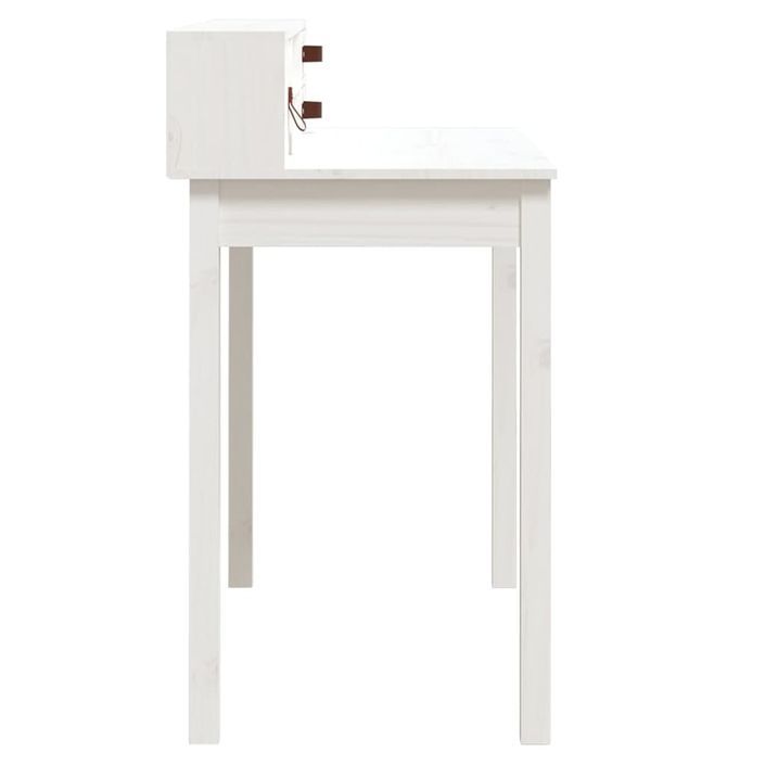 Bureau Blanc 110x50x93 cm Bois massif de pin - Photo n°7