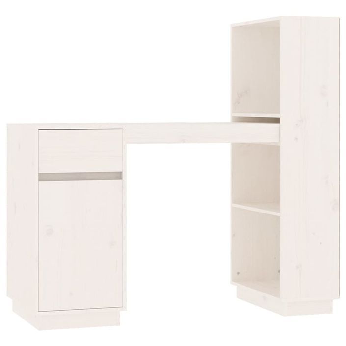 Bureau Blanc 110x53x117 cm Bois massif de pin - Photo n°1