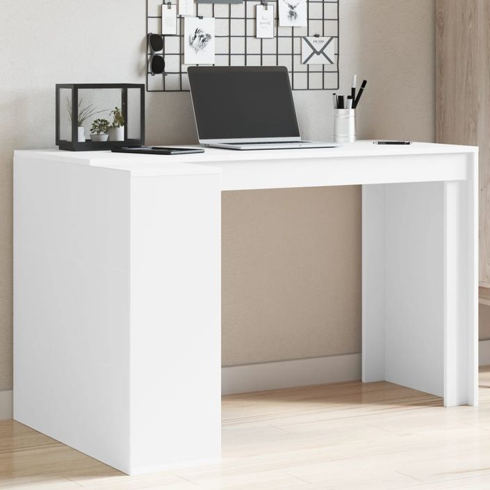 Bureau blanc 123,5x73,5x75 cm bois d'ingénierie - Photo n°1