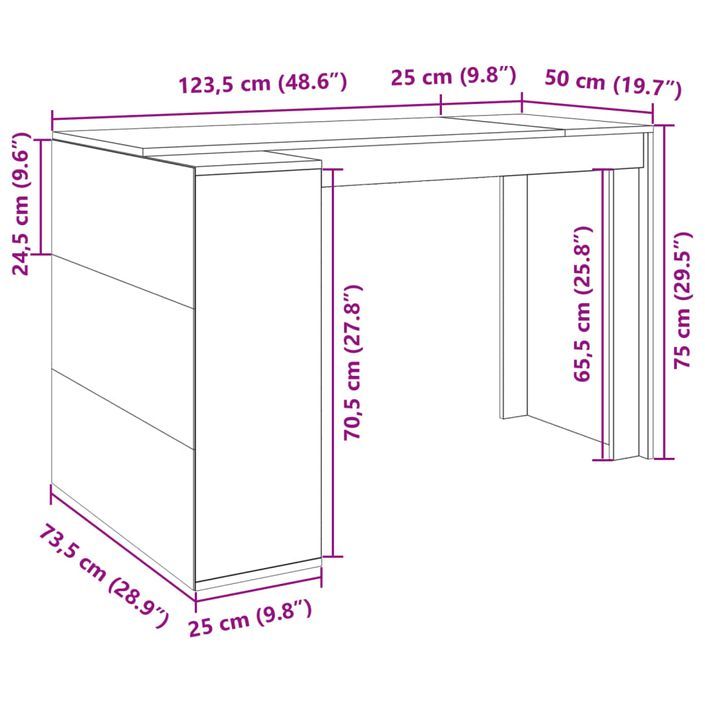 Bureau blanc 123,5x73,5x75 cm bois d'ingénierie - Photo n°10