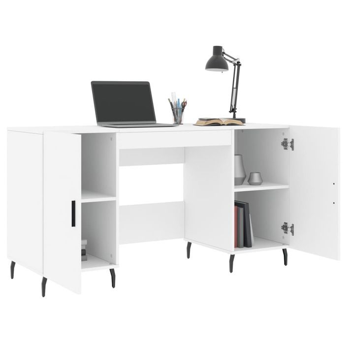 Bureau blanc 140x50x75 cm bois d'ingénierie - Photo n°4