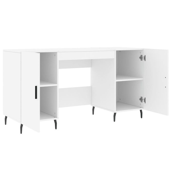 Bureau blanc 140x50x75 cm bois d'ingénierie - Photo n°5