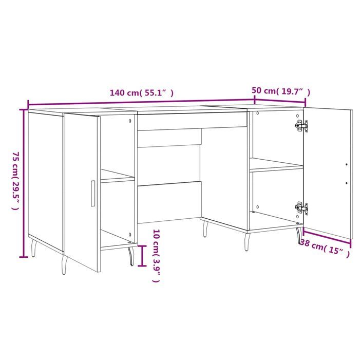 Bureau blanc 140x50x75 cm bois d'ingénierie - Photo n°12