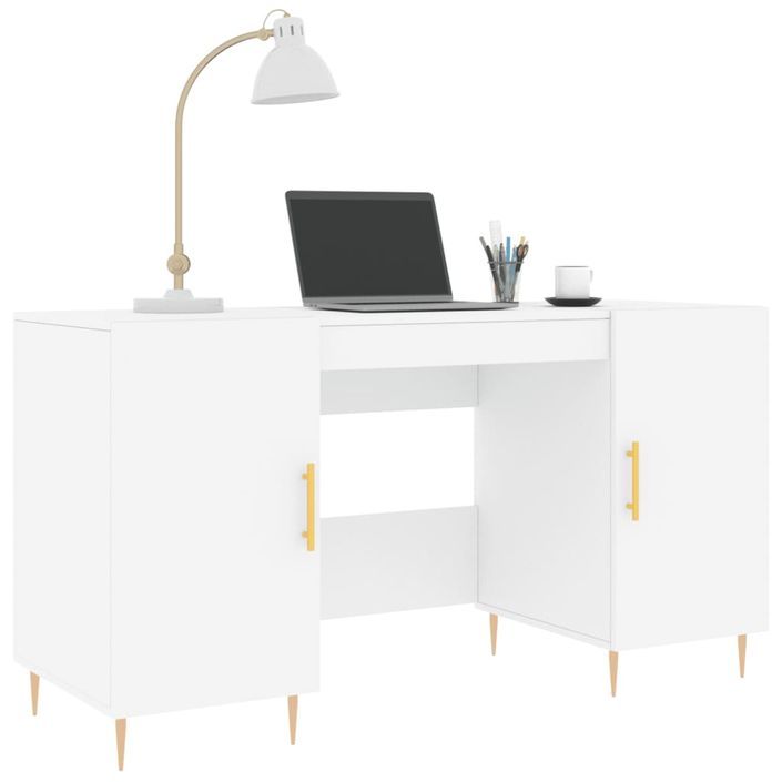 Bureau blanc 140x50x75 cm bois d'ingénierie - Photo n°3