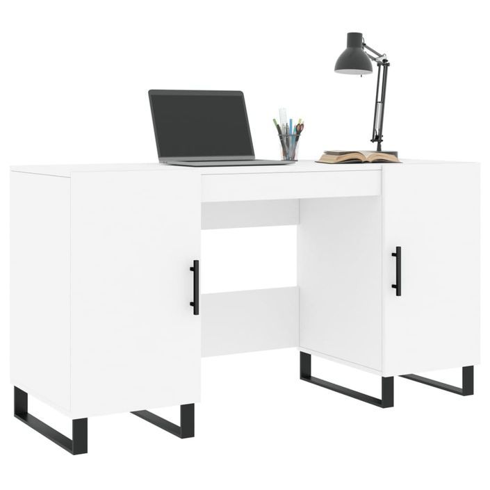 Bureau blanc 140x50x75 cm bois d'ingénierie - Photo n°3