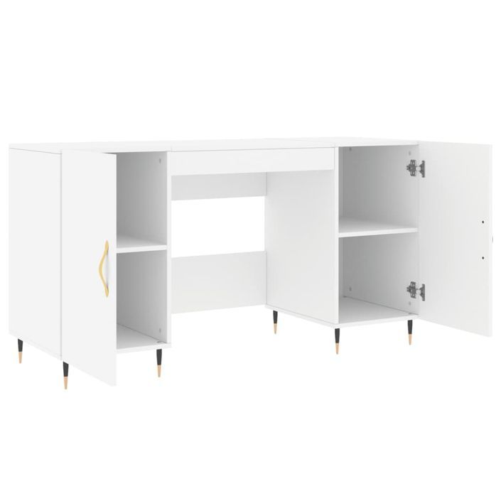 Bureau blanc 140x50x75 cm bois d'ingénierie - Photo n°5