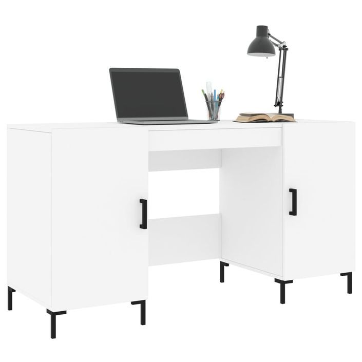 Bureau blanc 140x50x75 cm bois d'ingénierie - Photo n°3