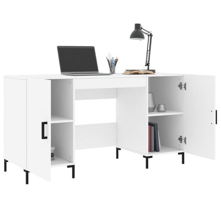 Bureau blanc 140x50x75 cm bois d'ingénierie - Photo n°4