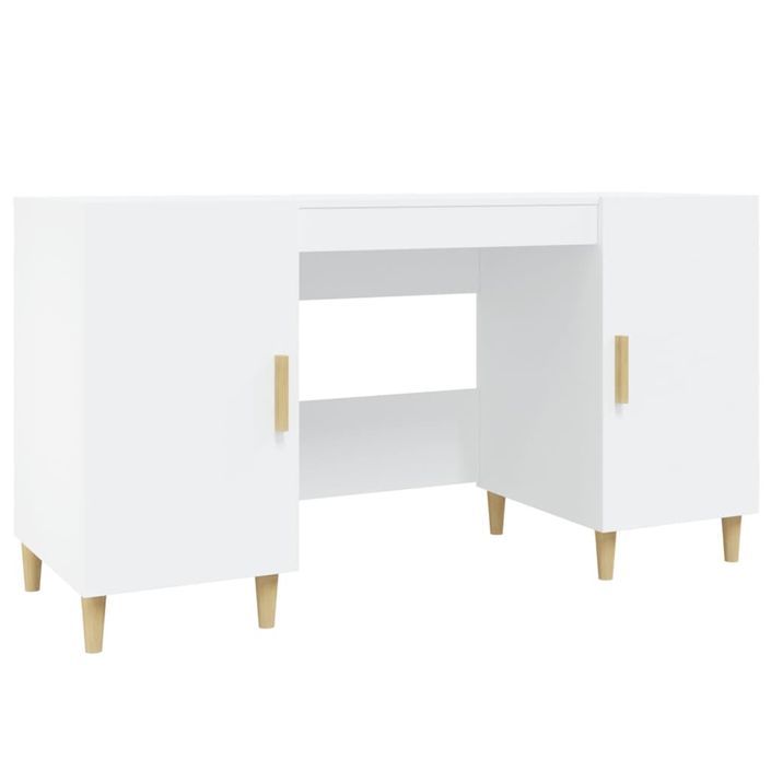 Bureau Blanc 140x50x75 cm Bois d'ingénierie - Photo n°2