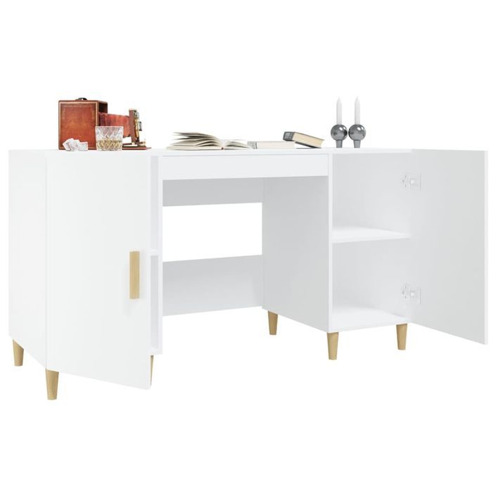 Bureau Blanc 140x50x75 cm Bois d'ingénierie - Photo n°4