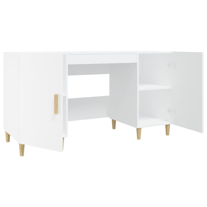 Bureau Blanc 140x50x75 cm Bois d'ingénierie - Photo n°7