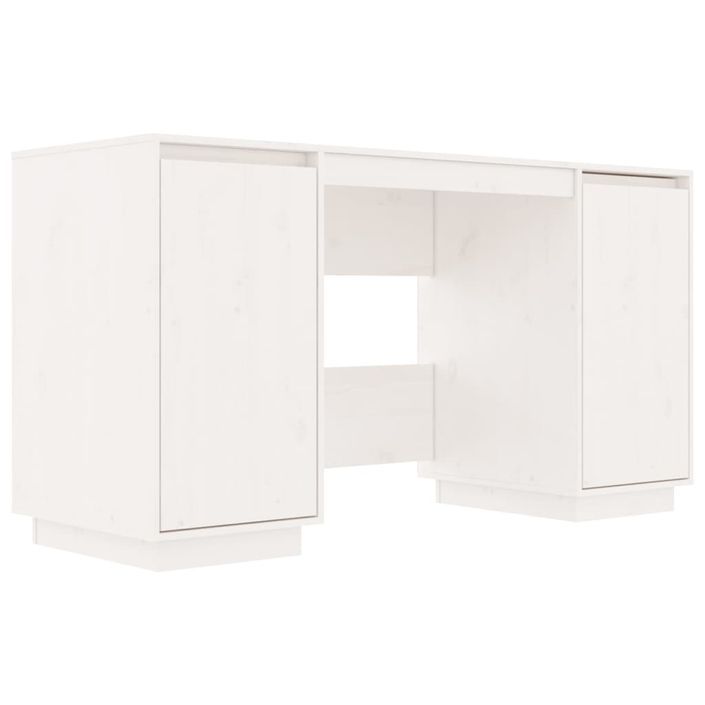 Bureau blanc 140x50x75 cm bois massif de pin - Photo n°2