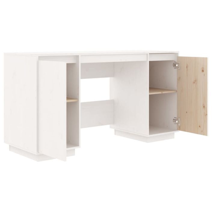 Bureau blanc 140x50x75 cm bois massif de pin - Photo n°6