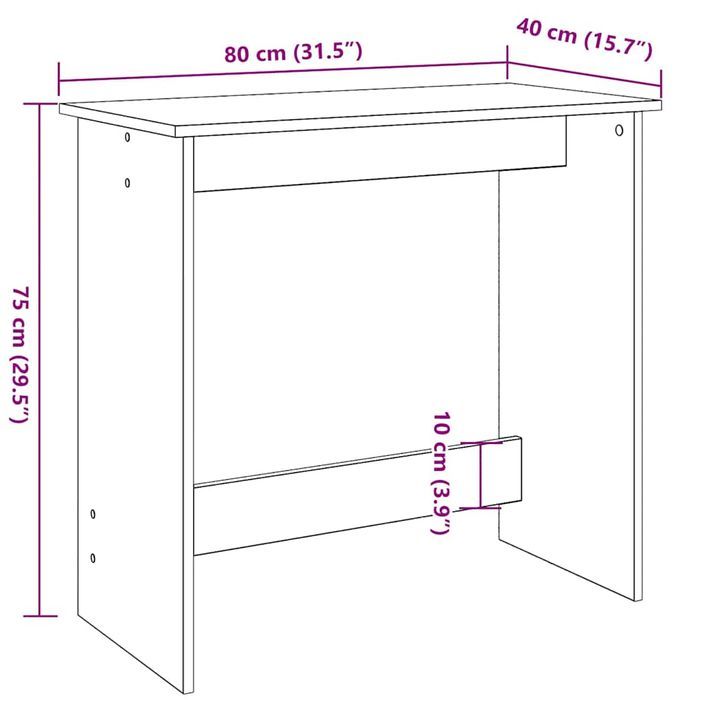 Bureau Blanc 80x40x75 cm Bois d'ingénierie - Photo n°9