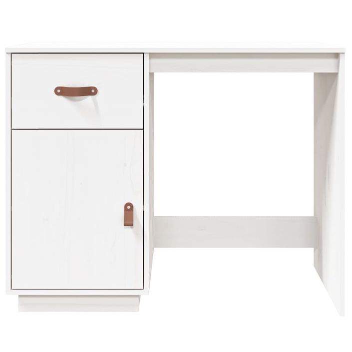 Bureau Blanc 95x50x75 cm Bois massif de pin - Photo n°5