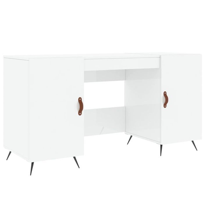 Bureau Blanc brillant 140x50x75 cm Bois d'ingénierie - Photo n°2