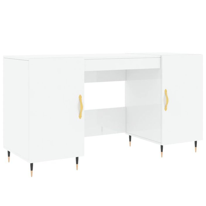 Bureau Blanc brillant 140x50x75 cm Bois d'ingénierie - Photo n°2