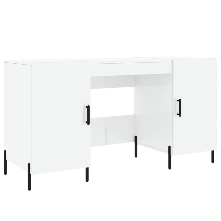 Bureau Blanc brillant 140x50x75 cm Bois d'ingénierie - Photo n°1