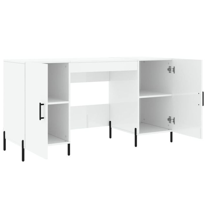 Bureau Blanc brillant 140x50x75 cm Bois d'ingénierie - Photo n°5