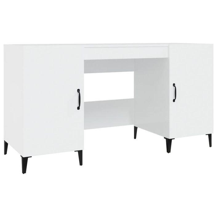 Bureau Blanc brillant 140x50x75 cm Bois d'ingénierie - Photo n°2