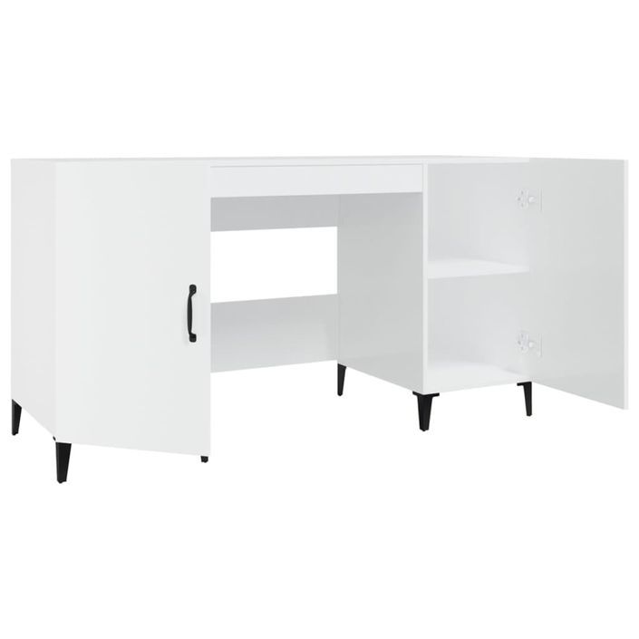 Bureau Blanc brillant 140x50x75 cm Bois d'ingénierie - Photo n°8