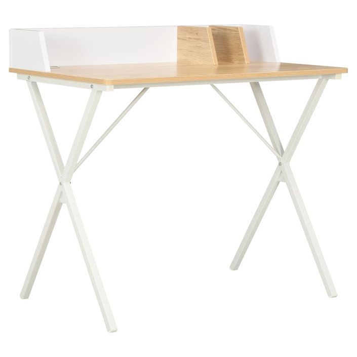 Bureau Blanc et naturel 80x50x84 cm - Photo n°1