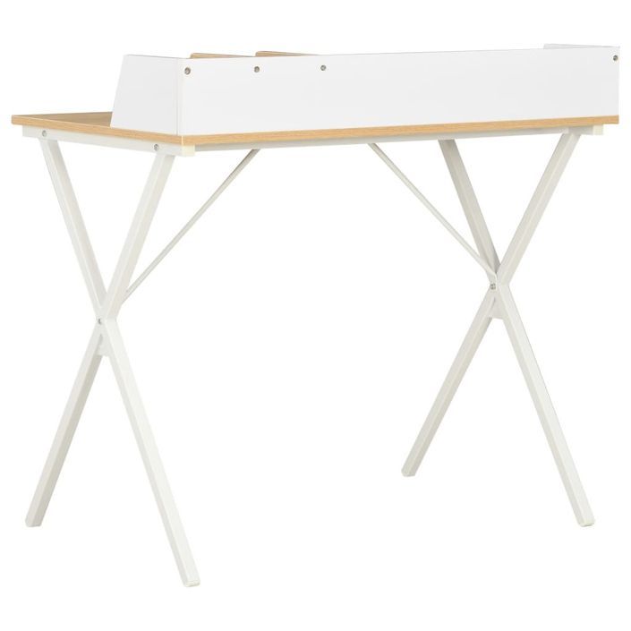 Bureau Blanc et naturel 80x50x84 cm - Photo n°4